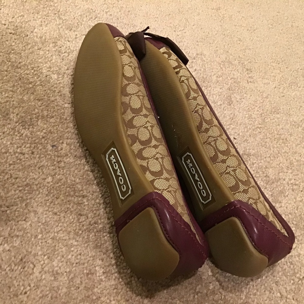 Coach Signature Logo Canvas Ballet Flats with Bow - Picture 7 of 10
